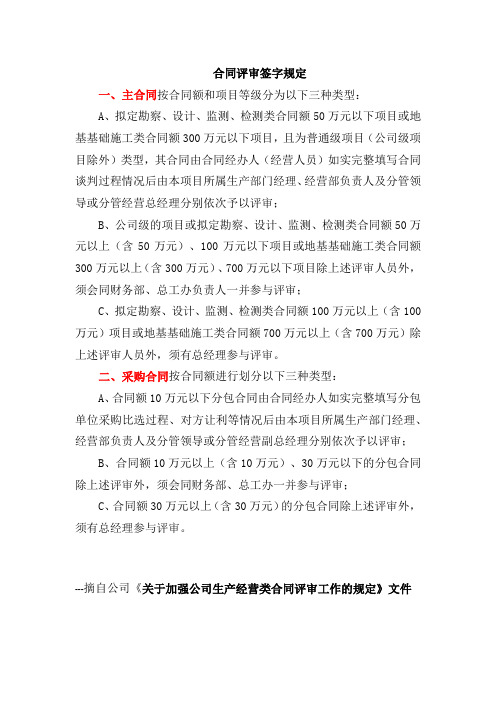 合同评审签字规定