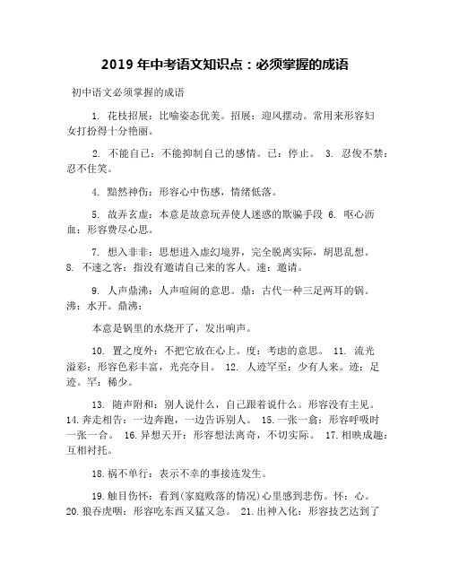 2019年中考语文知识点：必须掌握的成语