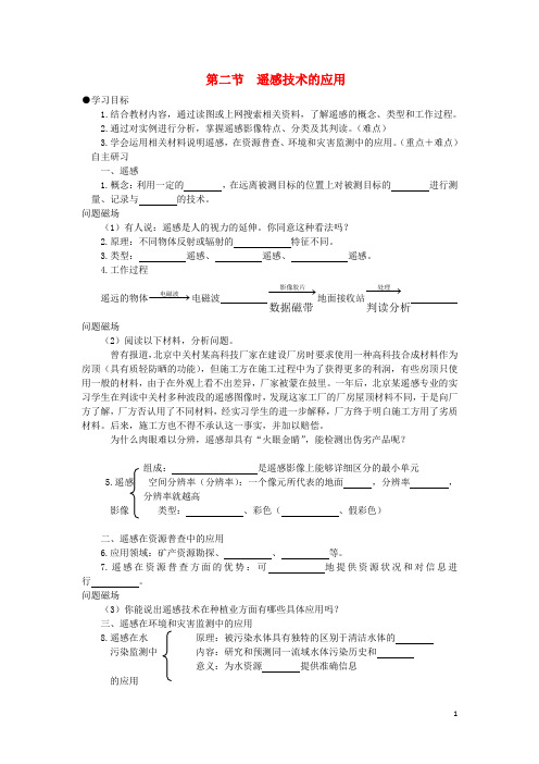 高中地理 3-2 遥感技术的应用同步导学案 中图版必修3