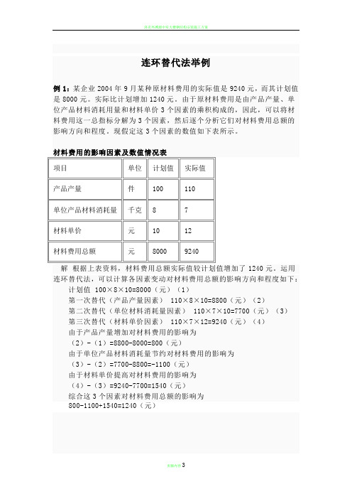 连环替代法举例