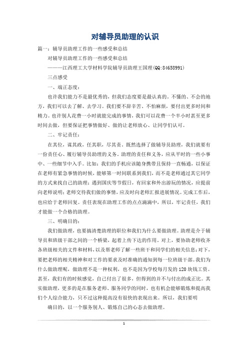 对辅导员助理的认识
