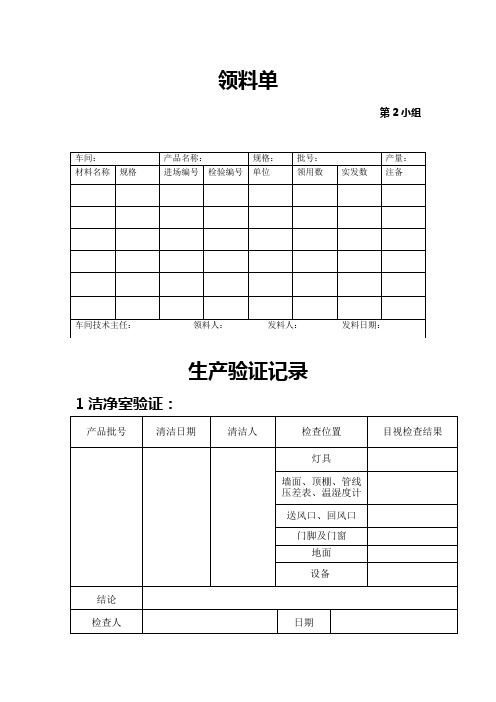 药品领料单