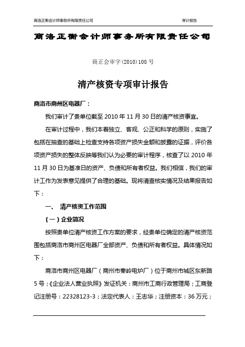 清产核资专项审计报告