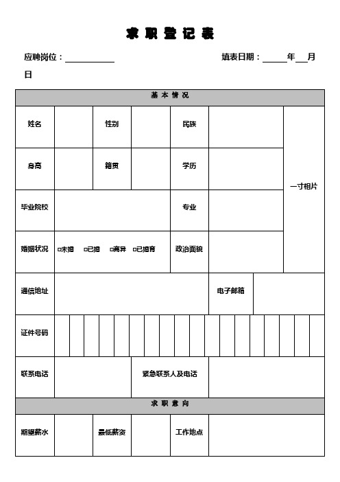 《求职登记表》模板