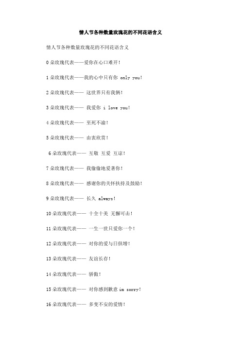 情人节各种数量玫瑰花的不同花语含义