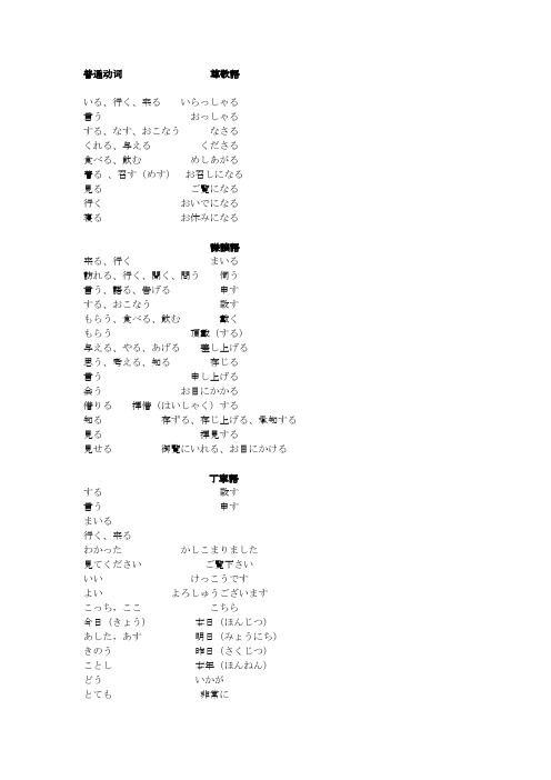 敬语动词表