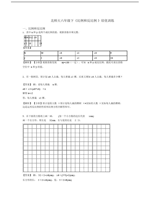 北师大六年级下《比例和反比例》培优训练.docx