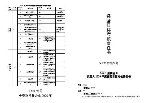 年度子公司经营目标考核表 - 国有企业、集团与全资资公司、分公司考核模板