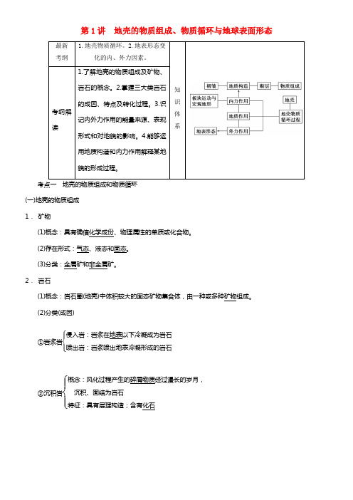 2021高考地理第三章 第1讲地壳的物质组成、物质循环与地球表面形态