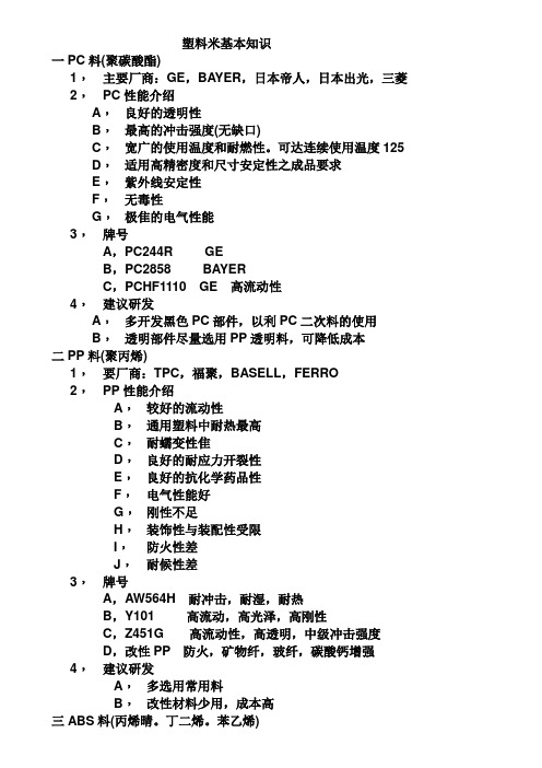 塑料米基本知识