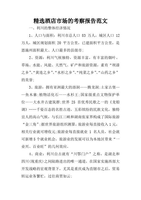 精选酒店市场的考察报告范文