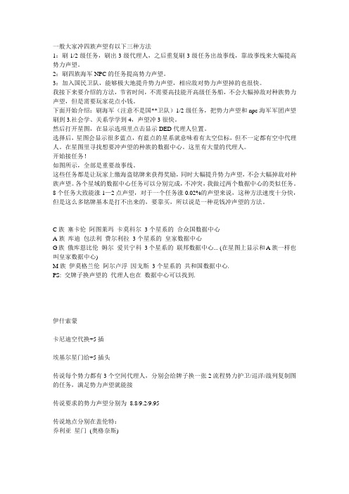 空代速冲势力声望(简略版)