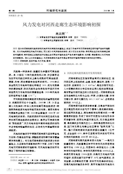 环评爱好者论坛_风力发电对河西走廊生态环境影响初探