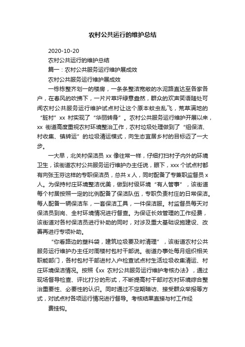 农村公共运行的维护总结