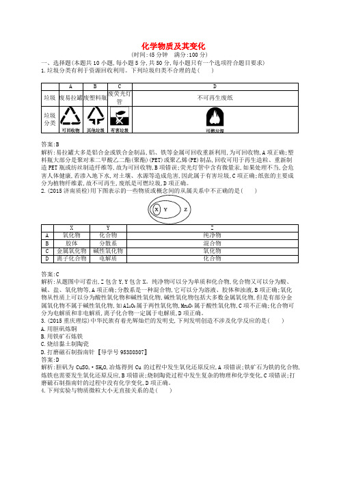 高优指导2017版高三化学一轮复习 第2单元 化学物质及其变化单元质检卷 鲁科版