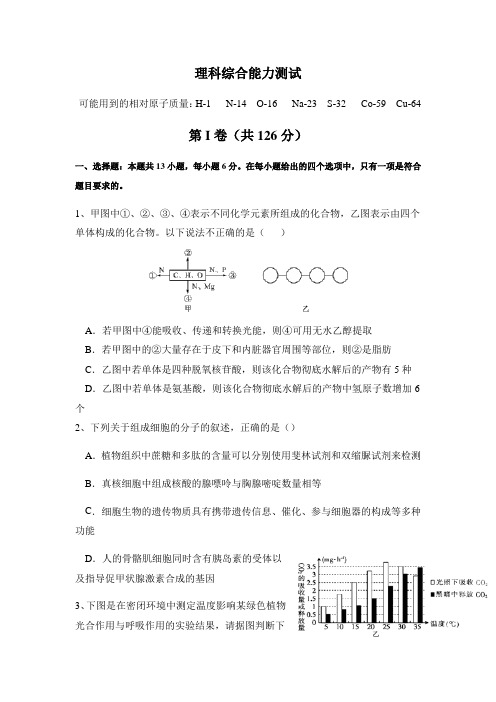 四川省绵阳市南山中学双语学校2019-2020学年高二6月月考理综试卷