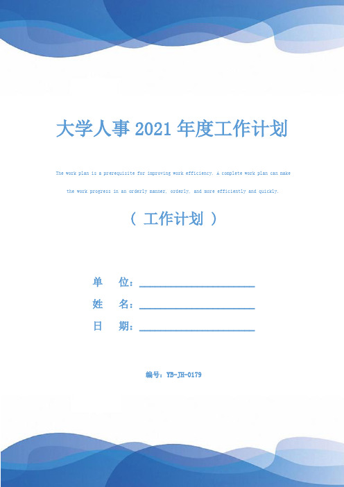 大学人事2021年度工作计划