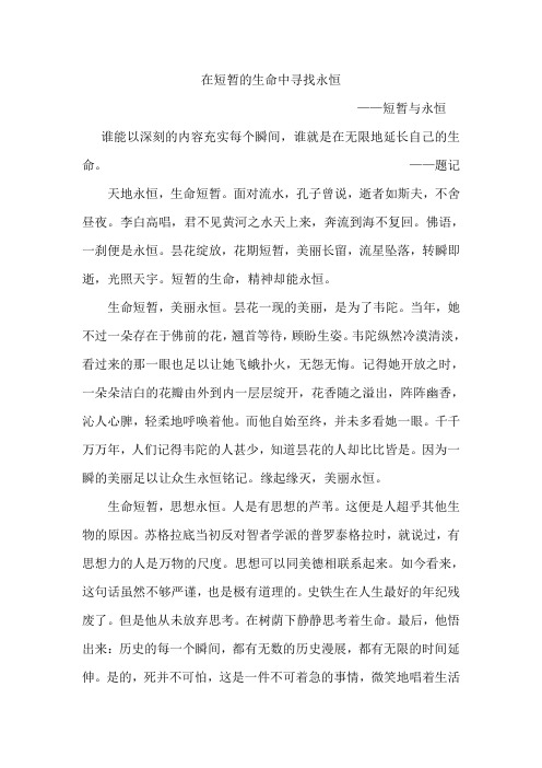 在短暂的生命中寻找永恒