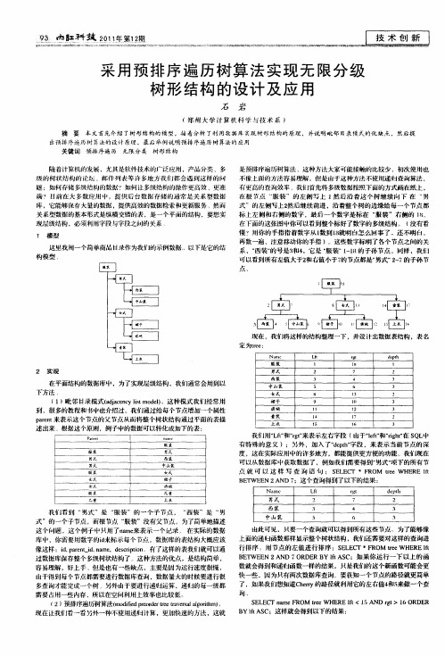 采用预排序遍历树算法实现无限分级树形结构的设计及应用