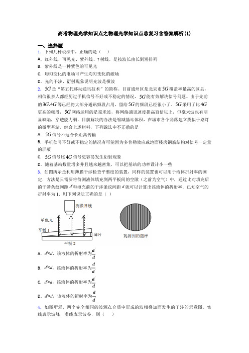 高考物理光学知识点之物理光学知识点总复习含答案解析(1)