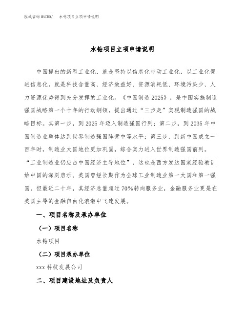 水钻项目立项申请说明word可编辑