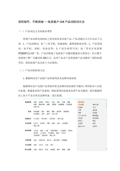 深挖细节,不断突破--电商客户SEM推广产品词拓展方法