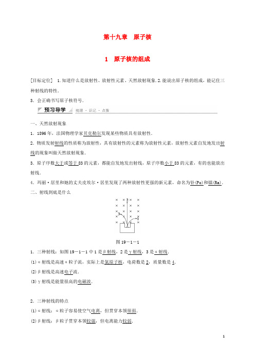 新高中物理 第十九章 原子核 1 原子核的组成学案 新人教版选修35