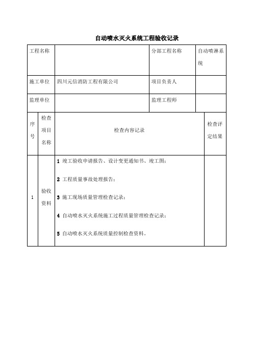 自动喷水灭火系统工程验收记录