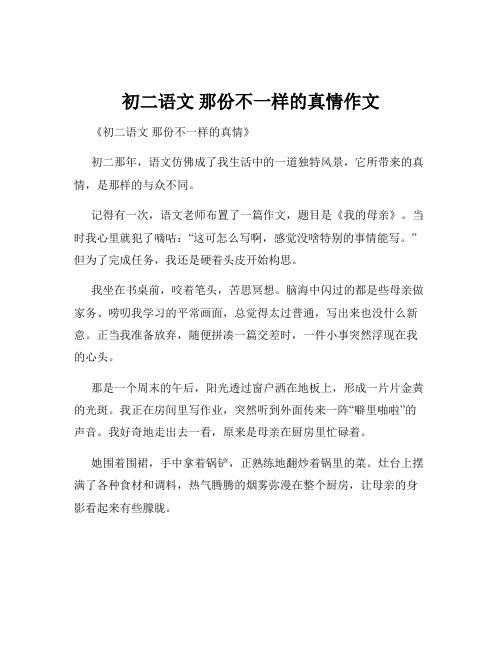 初二语文 那份不一样的真情作文