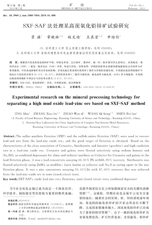 SXFSAF法处理某高泥氧化铅锌矿试验研究