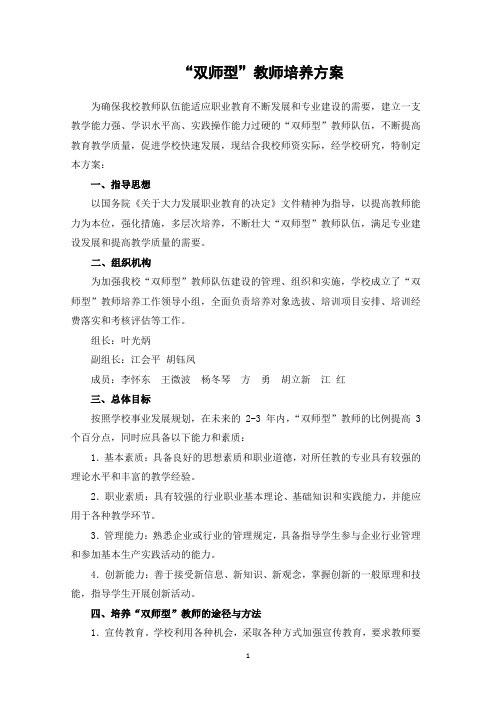 “双师型”教师培养方案