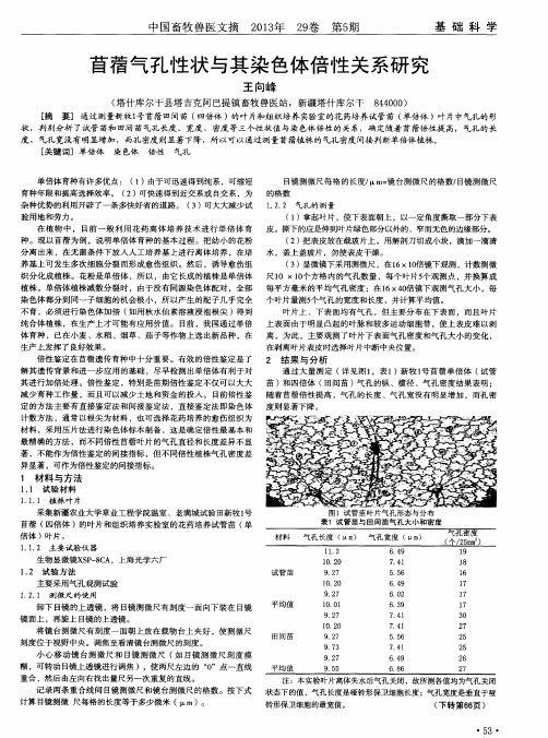 苜蓿气孔性状与其染色体倍性关系研究