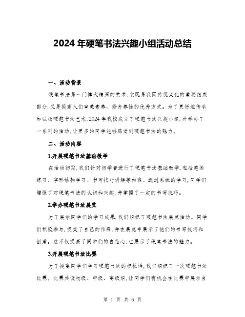 2024年硬笔书法兴趣小组活动总结(二篇)