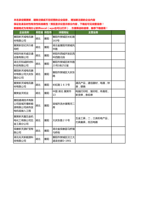 新版湖北省襄阳新天工商企业公司商家名录名单联系方式大全11家
