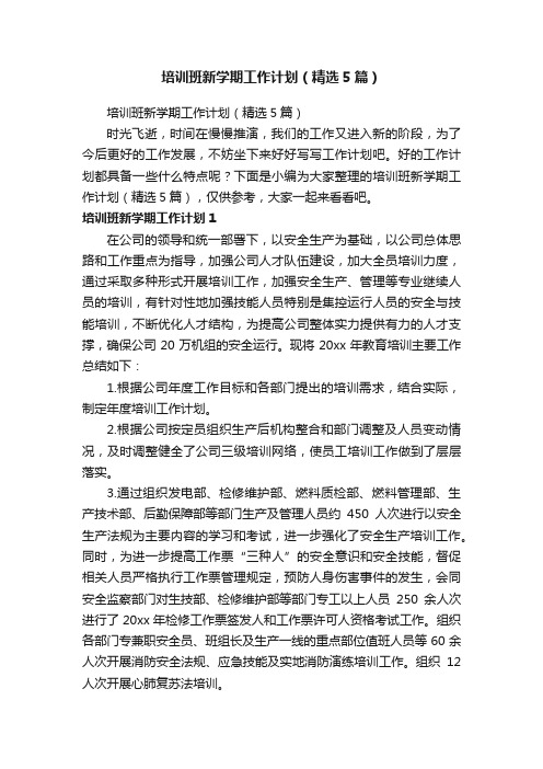 培训班新学期工作计划（精选5篇）