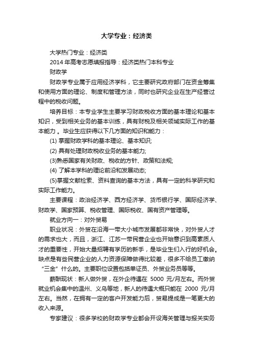 大学专业：经济类