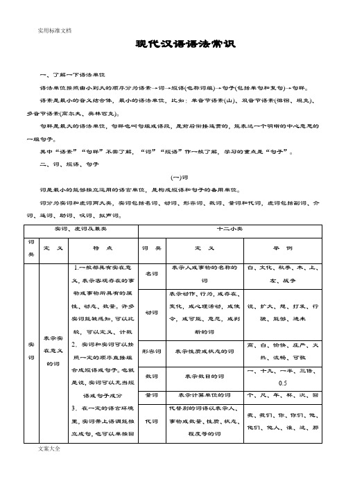 现代汉语语法常识
