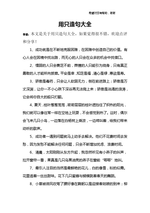 用只造句大全