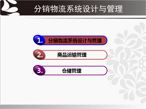 分销物流系统设计与管理 教学PPT课件
