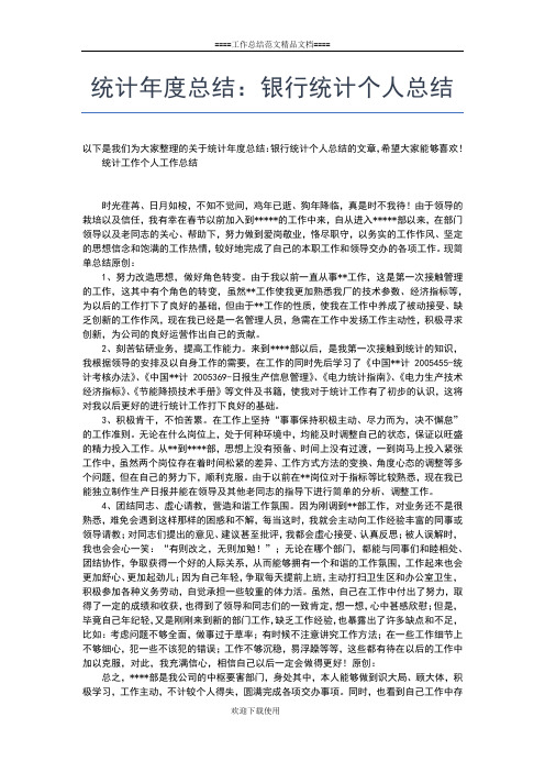 2019年最新统计工作个人总结范文工作总结文档【五篇】