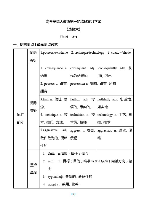 2019年高考英语人教版第一轮精品复习学案【选修6】(65页)