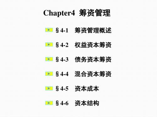 财务管理第4章筹资管理讲诉