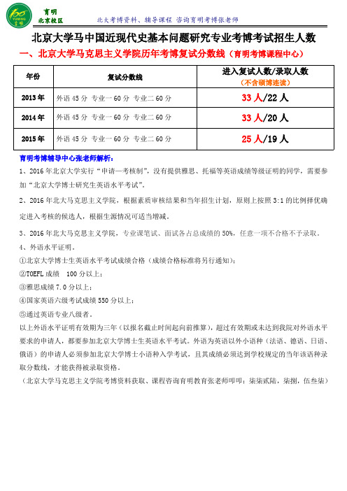 北京大学中国近现代史基本问题研究考博考试内容-育明考博