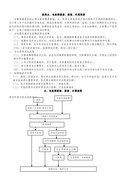 医院水、电、气故障报修、排查、处理制度及流程