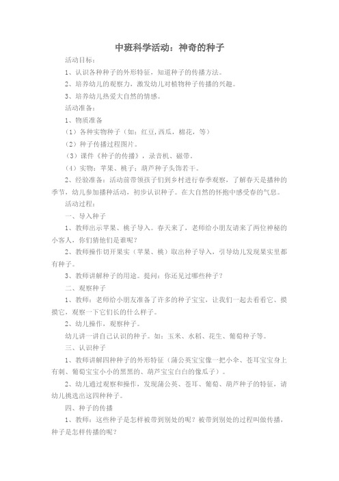 中班科学教案《神奇的种子》