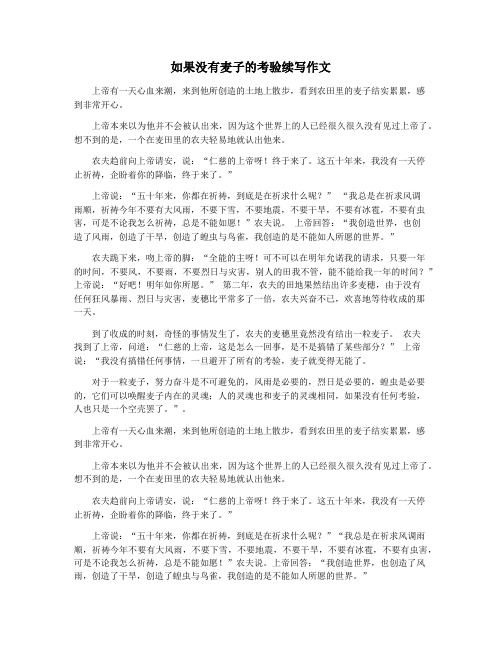 如果没有麦子的考验续写作文