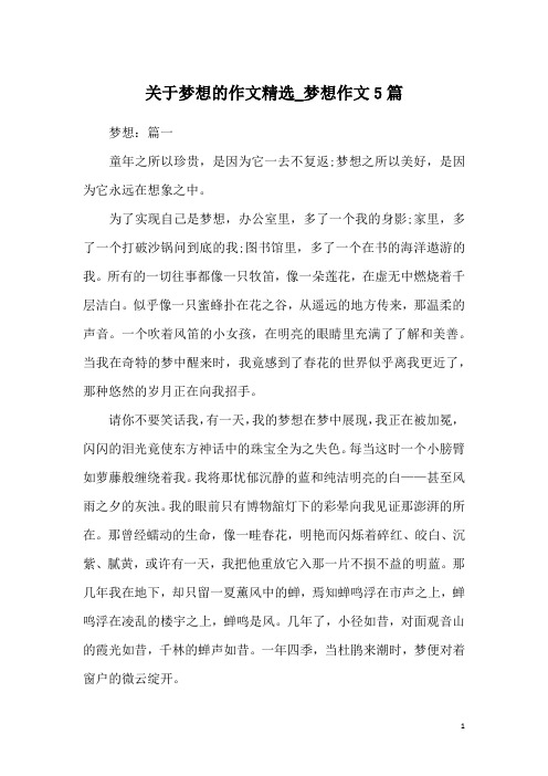 关于梦想的作文精选_梦想作文5篇