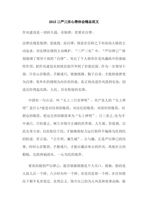2015三严三实心得体会精品范文1