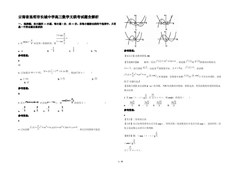 云南省昆明市长城中学高三数学文联考试题含解析