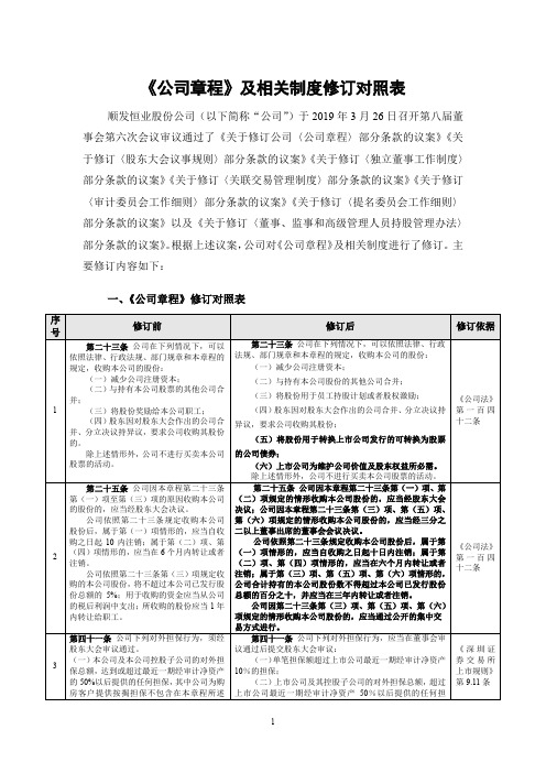 《公司章程》及相关制度修订对照表